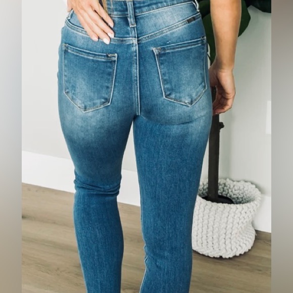 KanCan Dark Wash Stretch Distressed High Rise Skinny Jeans 27 - Picture 2 of 11